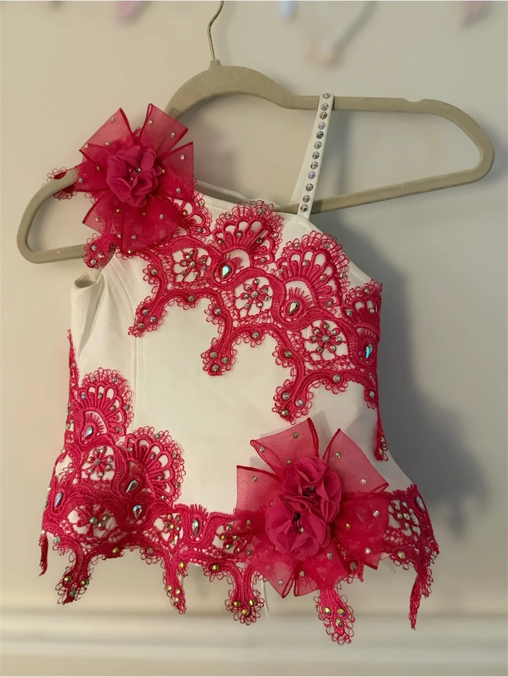 Girls glitz two piece pageant dress set hot pink & white